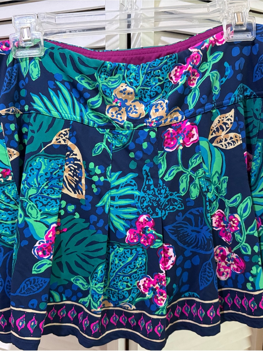 Lilly Pulitzer Navy Floral Mini Skirt with Teal, Pink & Cream Motif